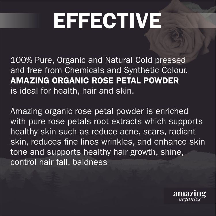 Organic Rose Petal Powder for Skin, Hair & Health | Chemical Free | GMO free