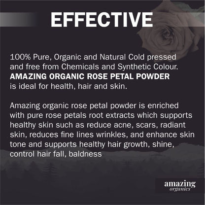 Organic Rose Petal Powder for Skin, Hair & Health | Chemical Free | GMO free