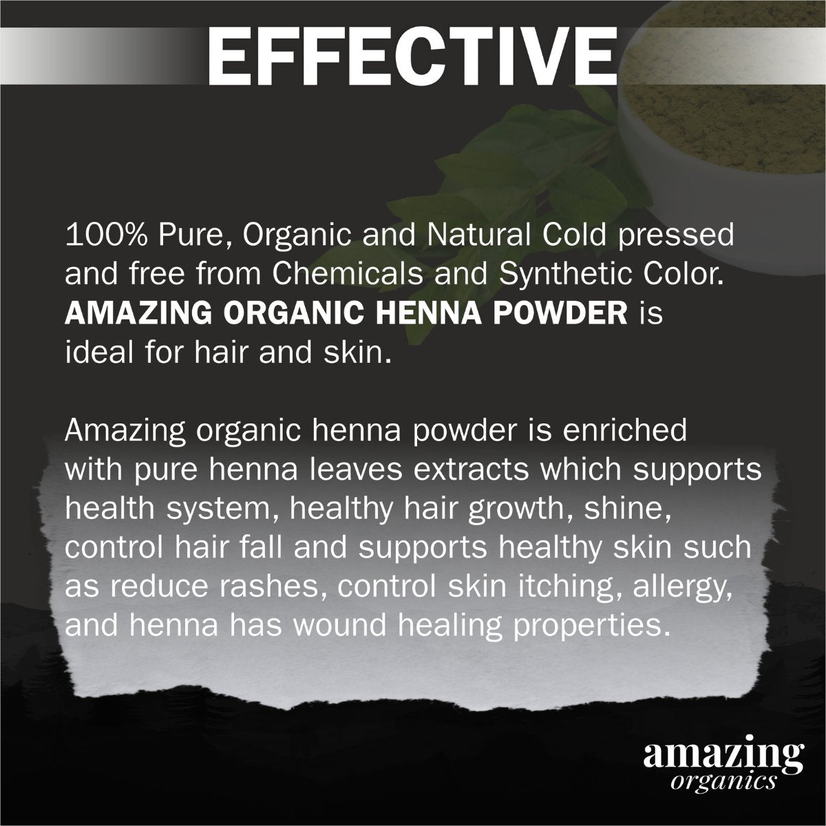 Amazing Organics Henna Powder for Hair Organics a Chemical-Free Hair Colouring