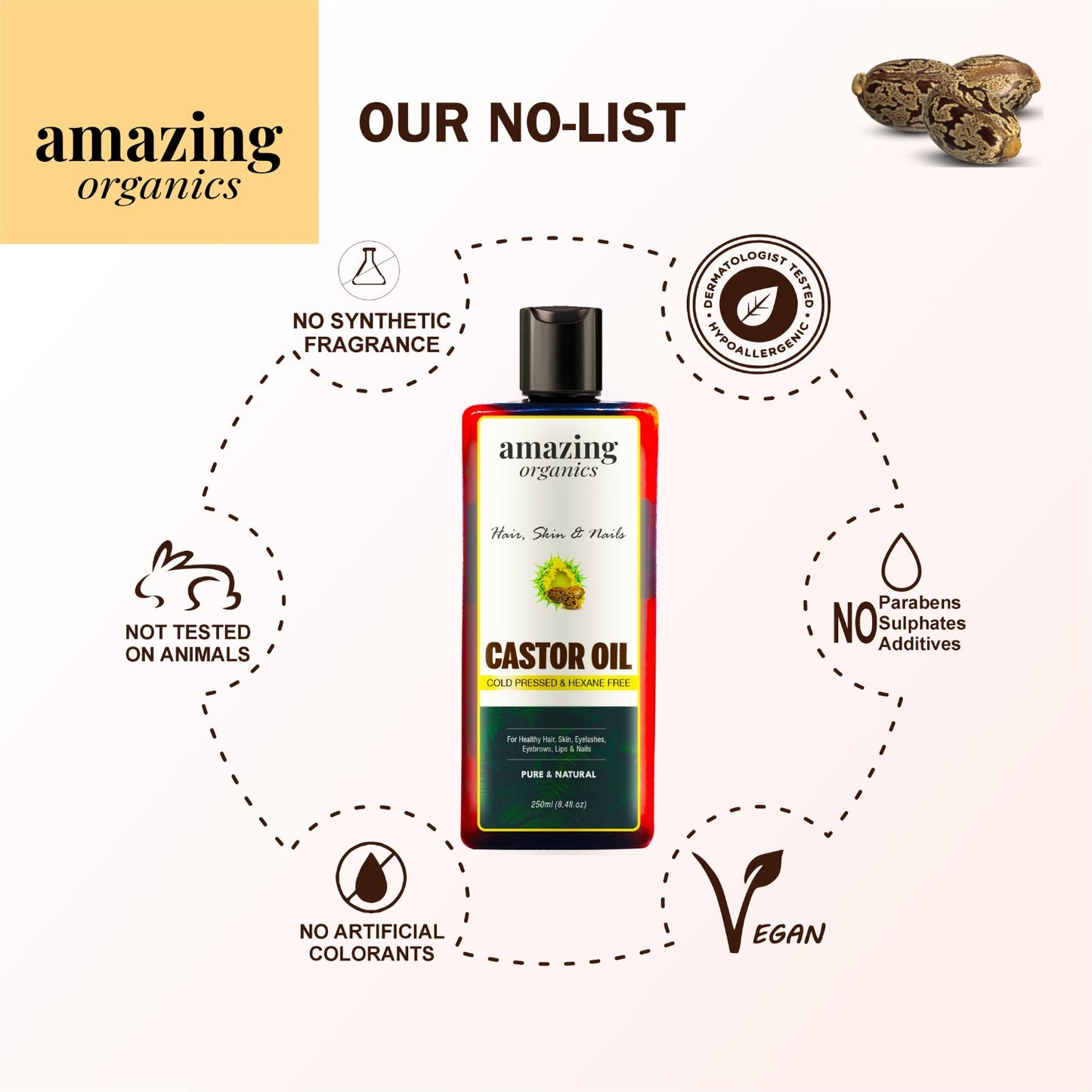 Castor Oil for Hair,  Skin & Nails