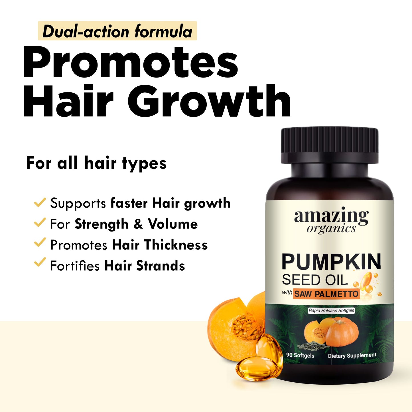 Pumpkin seed + saw palmetto for hair growth
