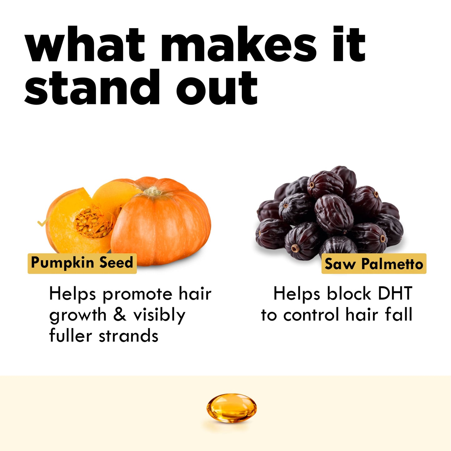 Pumpkin seed + saw palmetto for hair growth
