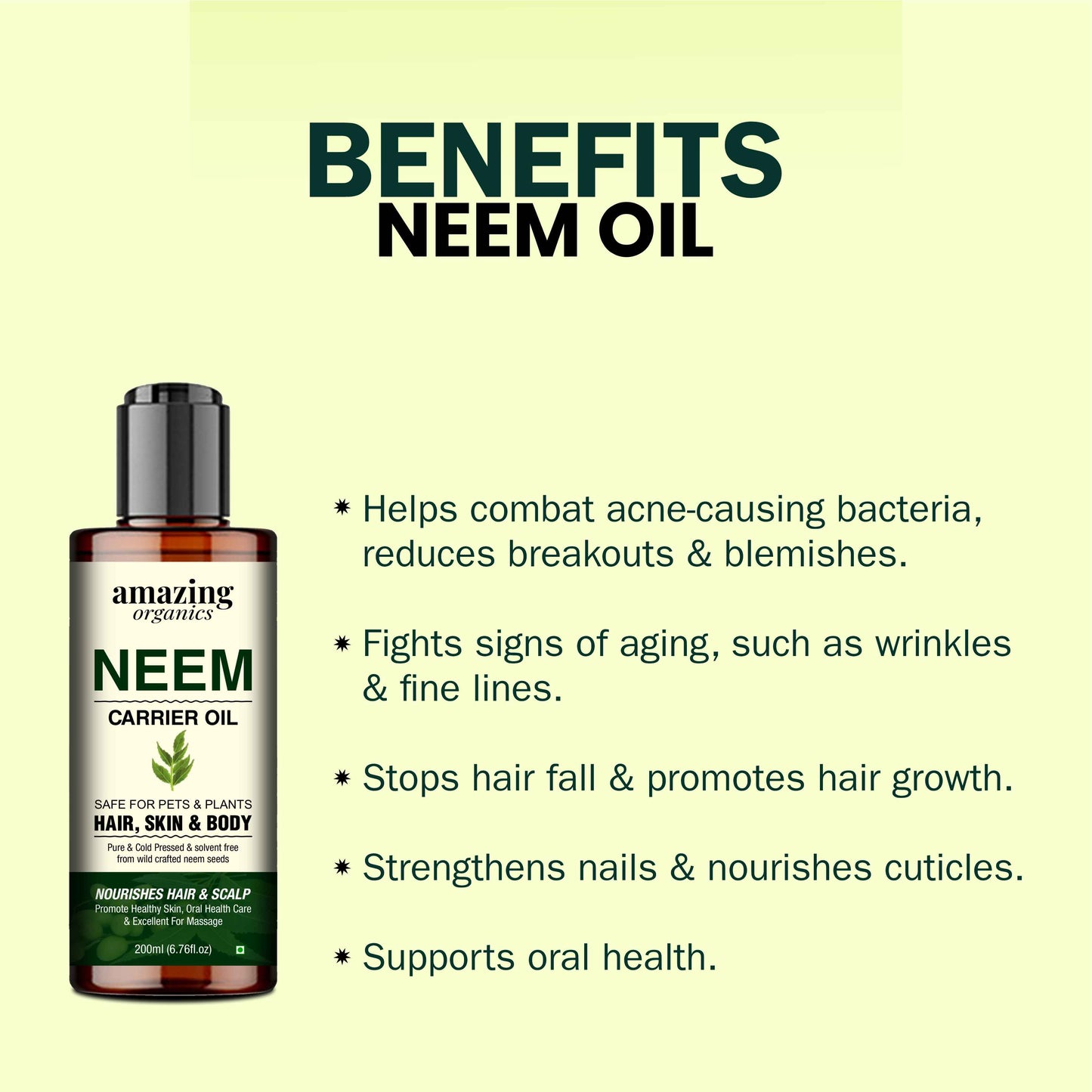 Neem Oil - Pure & Organic for HAIR - SKIN & NAILS