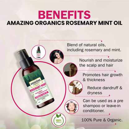 Rosemary Mint Scalp & Hair Strengthening Oil with Biotin & essential oils