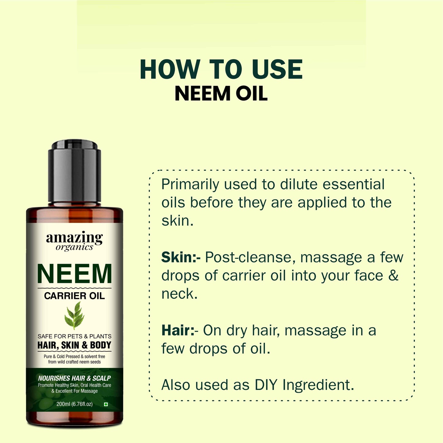 Neem Oil - Pure & Organic for HAIR - SKIN & NAILS