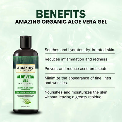 Aloe Vera Gel for Face & Body - 200ml - amazing organics