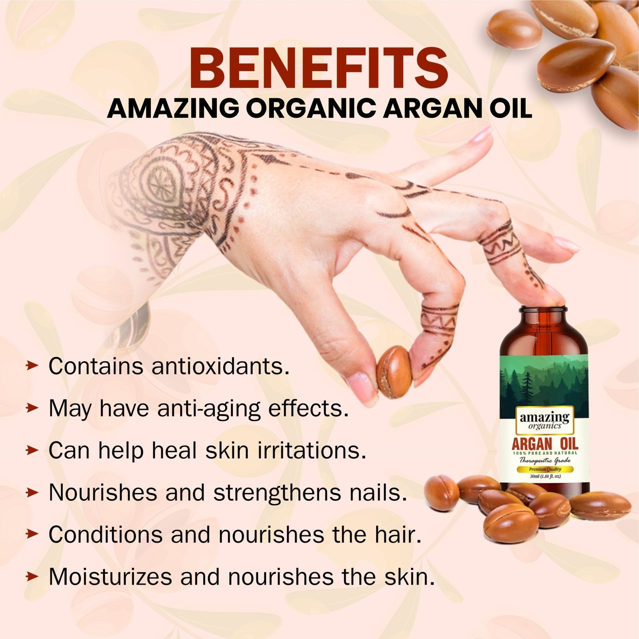 Argan Oil - Pure & Organic for Hair & Skin - amazing organics