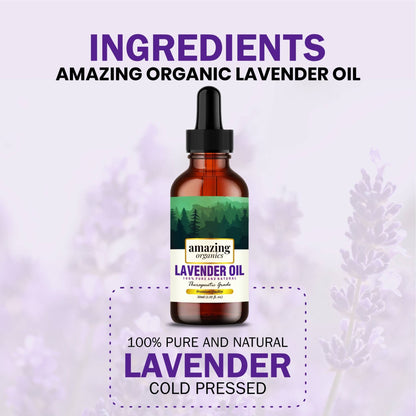 Lavender Essential Oil for Aroma Therapy, Stress Relief, Hair, Skin & Sleep - amazing organics