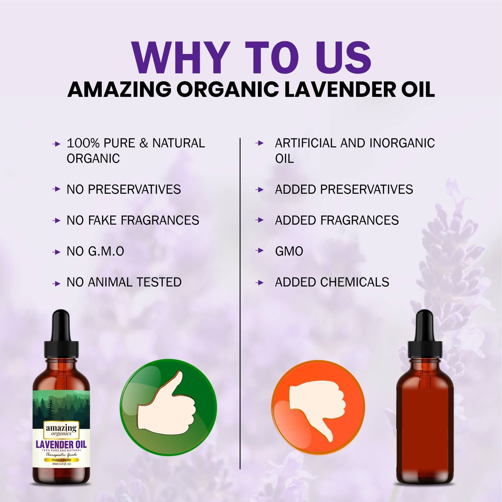 Lavender Essential Oil for Aroma Therapy, Stress Relief, Hair, Skin & Sleep - amazing organics