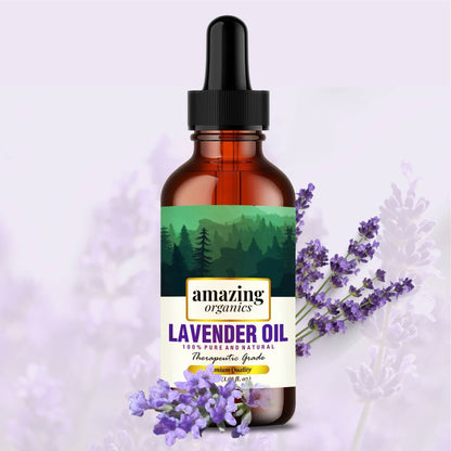 Lavender Essential Oil for Aroma Therapy, Stress Relief, Hair, Skin & Sleep - amazing organics