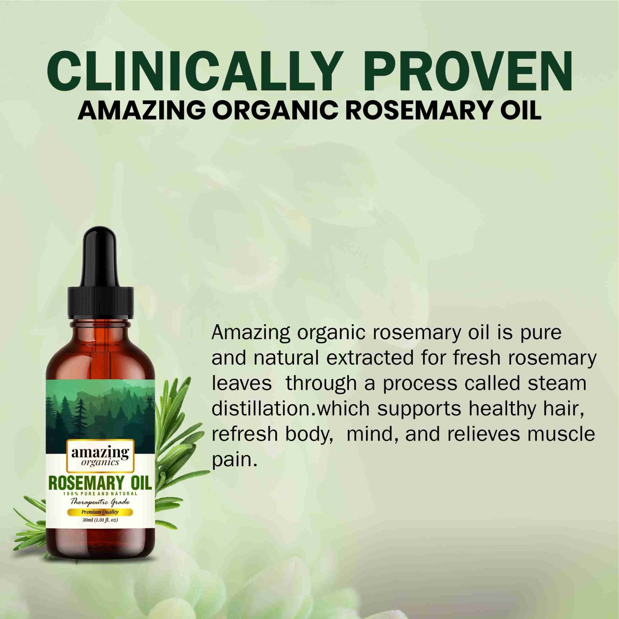 Rosemary Oil - Pure & Natural for Hair Growth - amazing organics