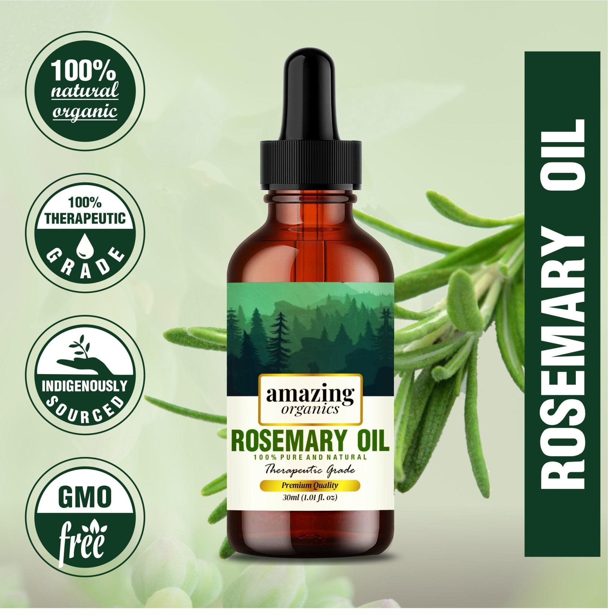 Rosemary Oil - Pure & Natural for Hair Growth - amazing organics