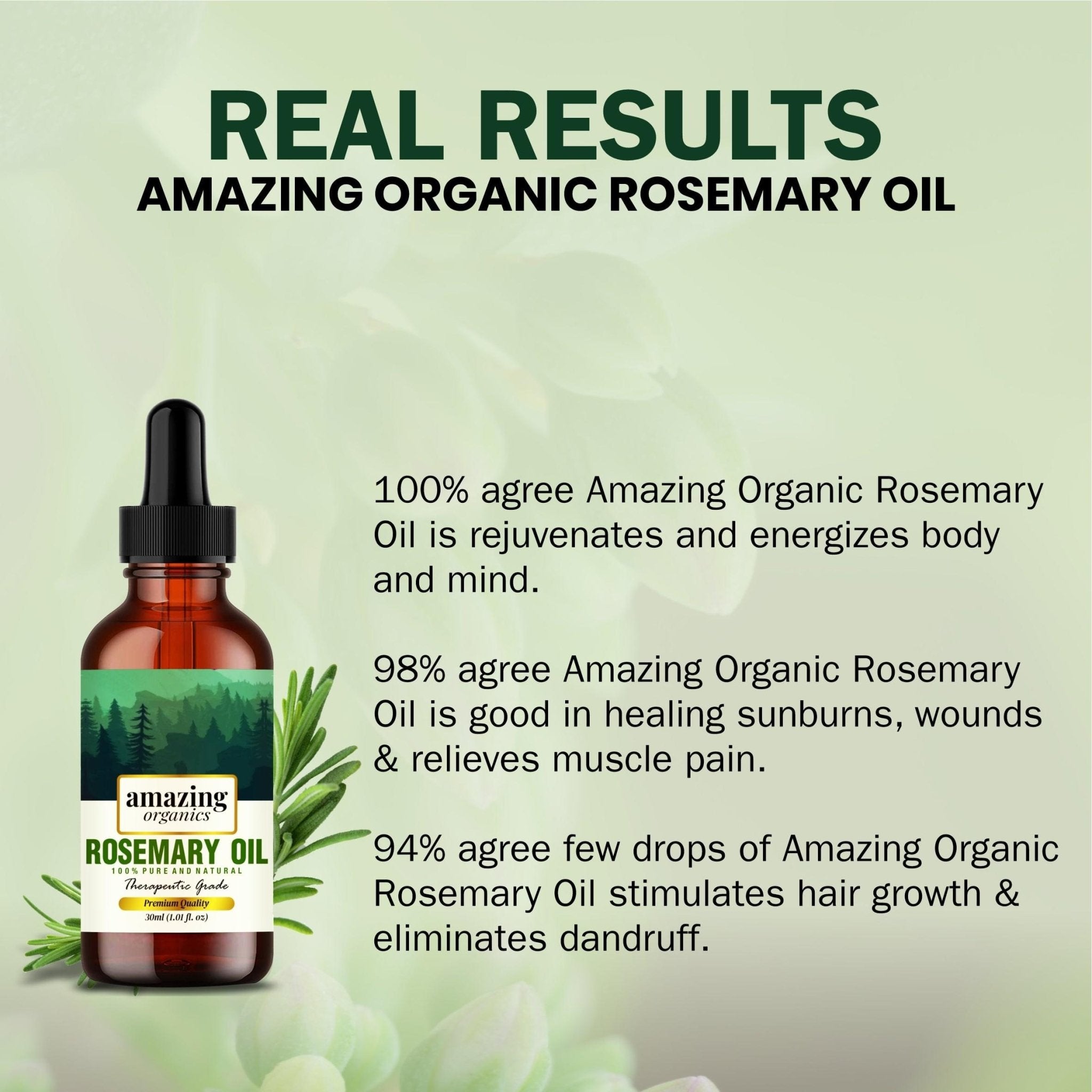 Rosemary Oil - Pure & Natural for Hair Growth - amazing organics