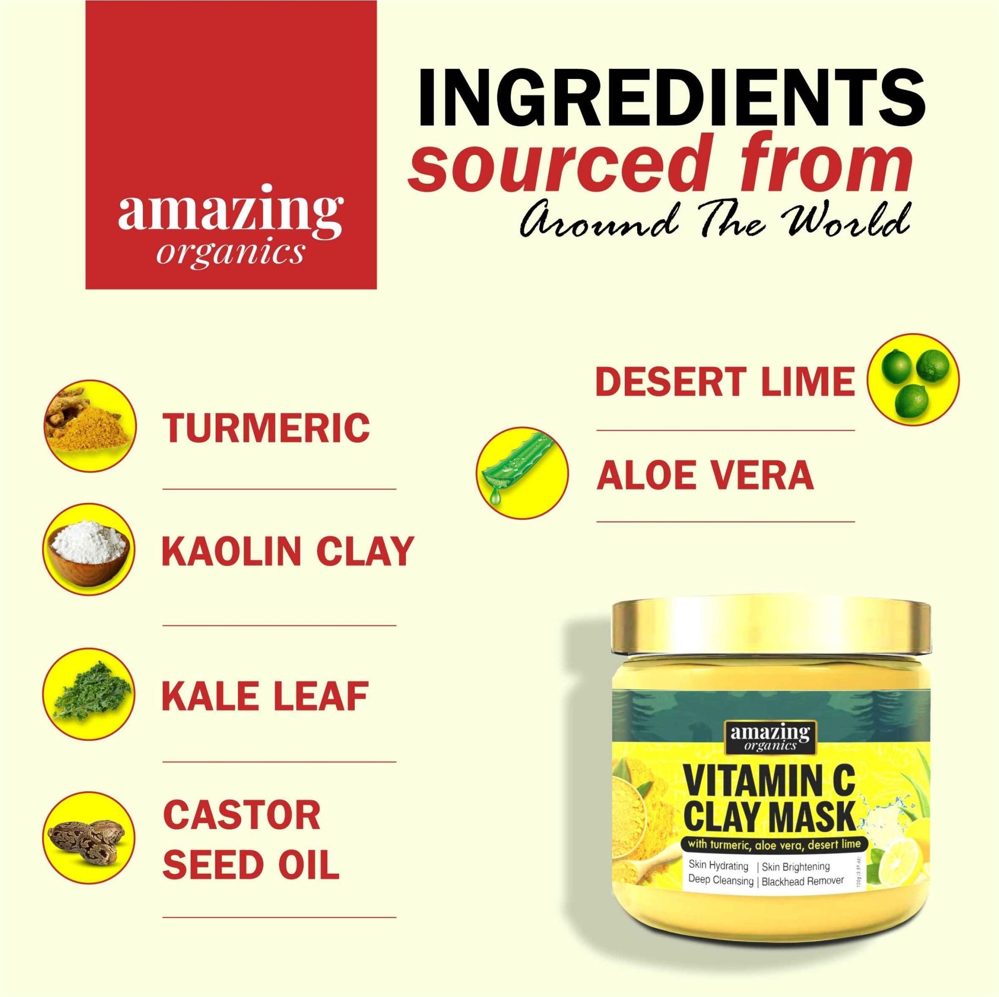 Turmeric Clay Mask with Vitamin C & Aloe - amazing organics